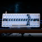 Translucent black Crystal Jelly Sword Keycap Set, showcasing its glowing jelly texture and etched sword design for custom mechanical keyboards.