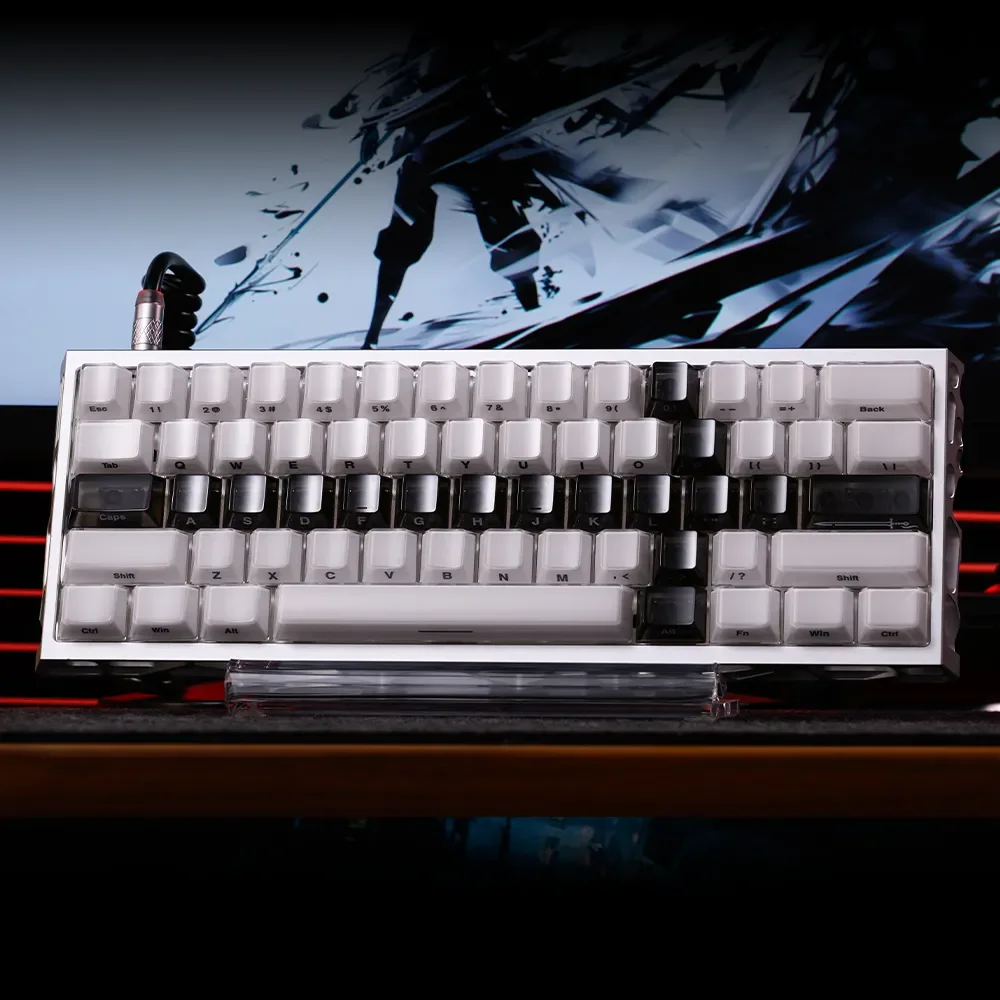Crystal Jelly Sword Keycap Set product gallery, showcasing its unique translucent black crystal design, intricate etched sword motif, and premium design.