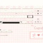This 114-key boxed set of Angelic Black Pink Cupid Keycaps showcases unique PBT dye-sublimation with playful cherubs and hearts.