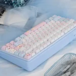 Whimsical Chalk Puppy custom mechanical keyboard kit gallery: unique chalk art, serene blue canvas, premium gasket typing.