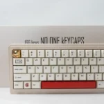 No One Cherry Keycap Set displayed from various angles, emphasizing their durable dye-sublimation, crisp legends, and minimalist elegance.