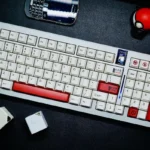 No One Cherry Keycap Set from various angles, showcasing their durable, crisp legends and minimalist elegance.