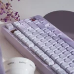A gallery of Dreamy Rabbit & Flower Gradient Custom PBT Keycaps Set, highlighting the whimsical pastel dye-sub and radiant side-lit Cherry profile.