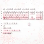 Enchanting Dreamy Rabbit & Flower Gradient Custom PBT Keycaps set, highlighting whimsical dye-sub gradients and unique side-lit Cherry profile.