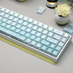 A gallery of Dreamy Rabbit & Flower Gradient Custom PBT Keycaps Set, highlighting their whimsical dye-sub designs and unique side-lit Cherry profile.