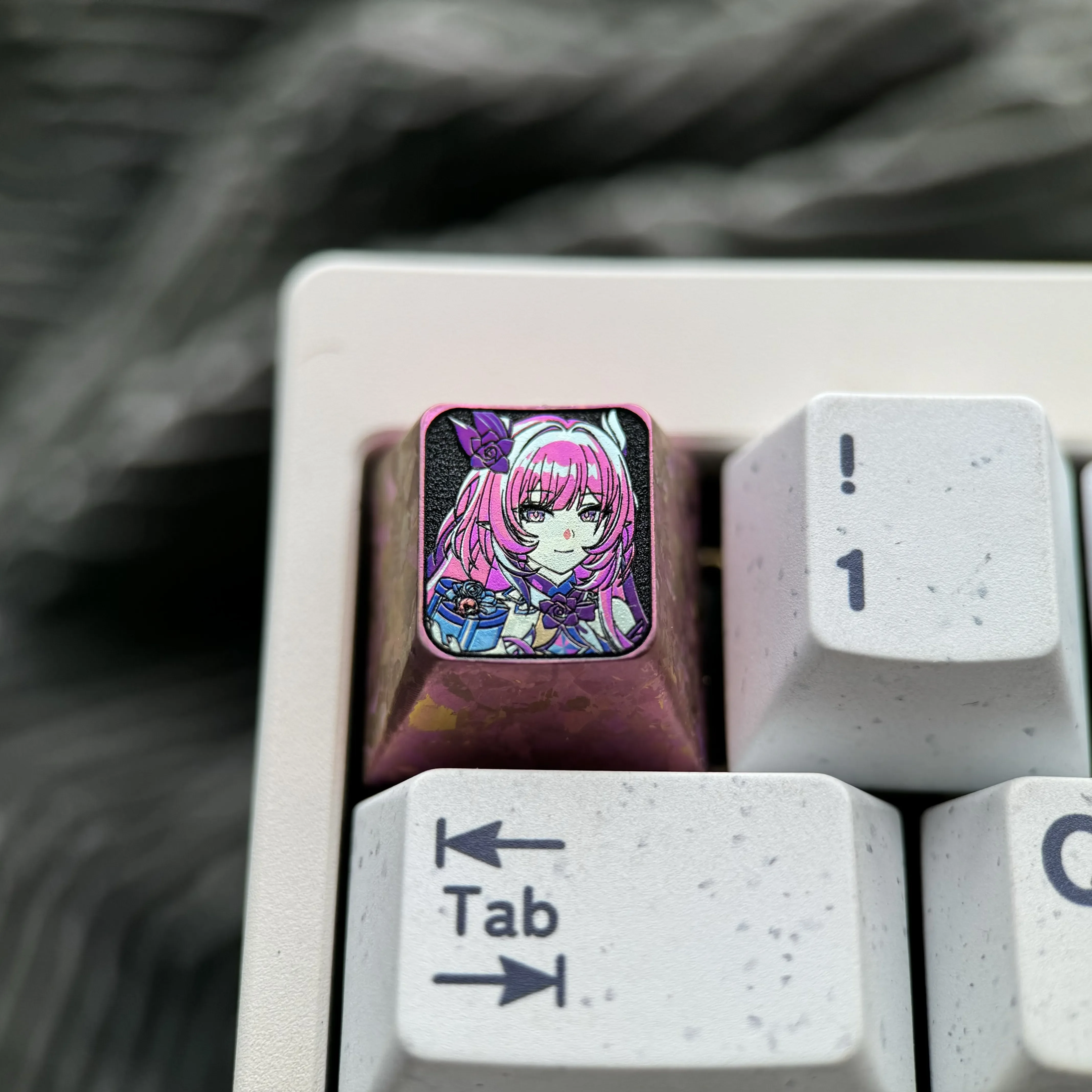 Premium Cyrene Titanium Keycap ESC, an artisan custom titanium key featuring a shimmering ice crystal aesthetic crafted from durable titanium alloy.