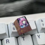 Artisan Premium Cyrene Ice Crystal Titanium Keycap ESC, showcasing its shimmering crystalline design and durable alloy from various angles.