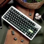 Gallery of durable Dark Green PBT Dye-Sub Keycap Set, showcasing the full Cherry profile sets refreshing forest green aesthetic from various angles.