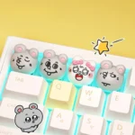 Whimsical handcrafted resin Dashu & Meiji rat artisan keycaps, showcasing a proud, detailed rat character for custom mechanical keyboards.