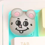 Whimsical handcrafted resin Dashu & Meiji Rat artisan keycaps for mechanical keyboards, showcasing detailed artwork and a proud rat character.
