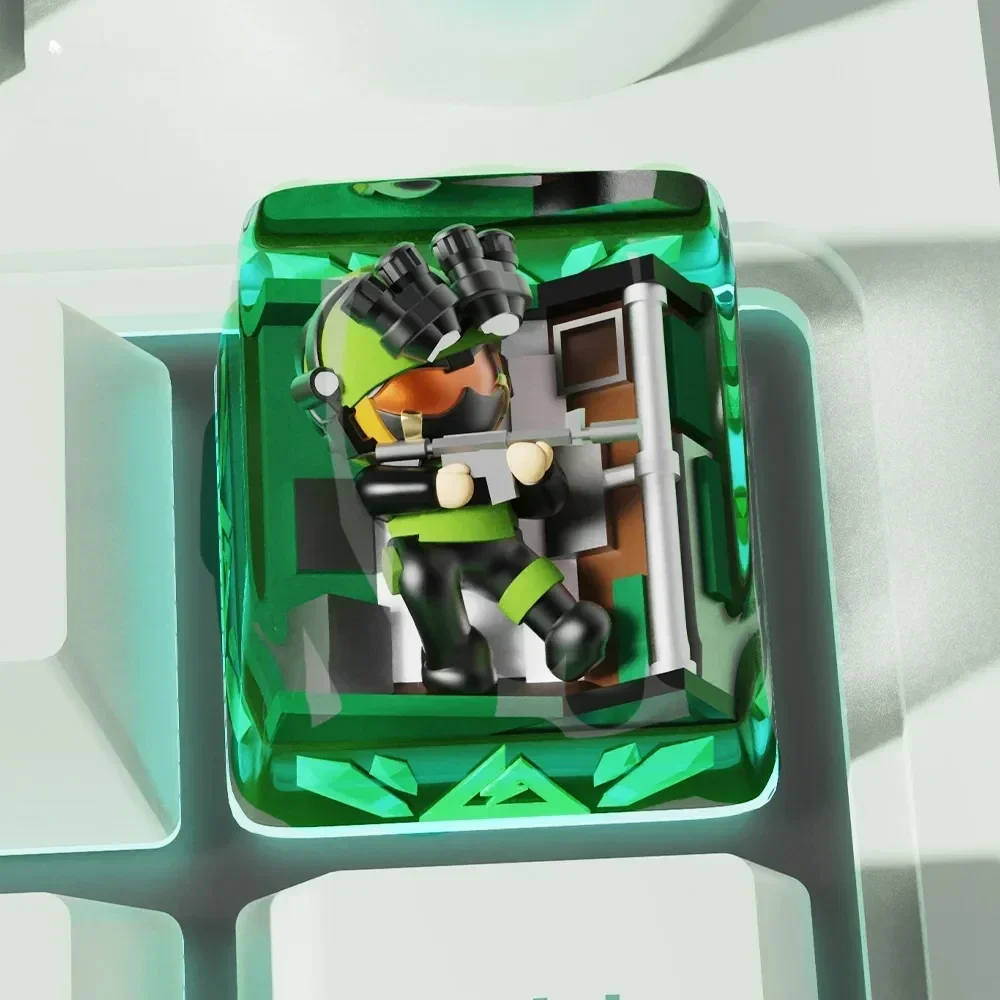 Elite Delta Force vyron artisan keycap for gaming mechanical keyboards, showcasing intricate resin craft with a powerful tactical military aesthetic.