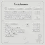 Adorable PBT dye-sublimated dessert keycaps set display a playful wonderland of pastel cakes, donuts, and candies, sweetening your keyboard setup.