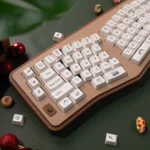 Gallery views of adorable PBT dye-sublimated dessert keycaps set. Sweet pastel cakes, donuts, and candies add kawaii charm to your setup.