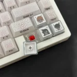 Premium 4-piece Detective Conan double-layer backlit keycaps gallery, featuring vibrant anime art and translucent legends from multiple angles.