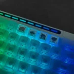 Vibrant Detective Conan double-layer backlit keycaps, a 4-piece set, featuring detailed anime character art and translucent legends across various angles.