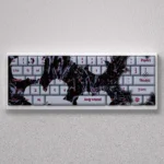 A gallery of elegant PBT floral keycaps set, revealing their subtle, intricate patterns and Cherry profile from various angles, perfect for serene 60%