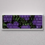 Gallery of elegant PBT floral keycaps set, showcasing various angles and serene patterns designed for a sophisticated compact keyboard aesthetic.