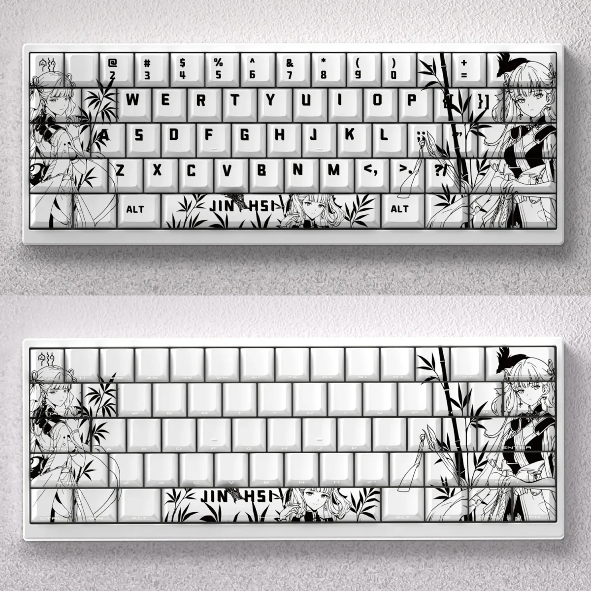 Jinhsi Keycap Set showcasing premium Cherry profile, timeless aesthetics, and sophisticated colors inspired by tranquil skies.