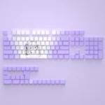 Premium Emilia-themed side-printed backlit keycap set showcasing radiant purple and white Cherry profile keys, ideal for anime fans and custom purpose.