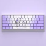 Premium 130-key Emilia Keycaps set, Cherry profile, featuring glowing side-printed backlit legends in an anime purple and white aesthetic.