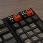 Off-White Streetwear Series Keycaps. Gallery views highlight its industrial streetwear aesthetic, premium metallic finish, and minimalist text details.