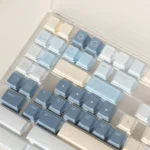 Eternity Moon on Sea magnetic keycaps set, multi-angle view. Exquisite serene blue lunar ocean design with luminous reflections.