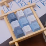 Eternity Moon on Sea magnetic keycaps set. Views show tranquil blue, luminous white moonlit ocean designs and magnetic switch compatibility.