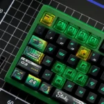 Exclusive F1 Zhou Guanyu Sauber C44 Keycap Set gallery, displaying dynamic black and green racing livery for gaming keyboards.