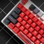Gallery of exclusive F1 Keycaps Set, showcasing the premium Alfa Romeo C42 Zhou Guanyu theme. Dynamic motorsport aesthetics viewed from multiple angles.