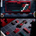 F1 Keycaps Alfa Romeo C43 Racing Championship theme set, showcasing dynamic red and black aesthetics from multiple angles. Experience authentic F1 racing enthusiasts.