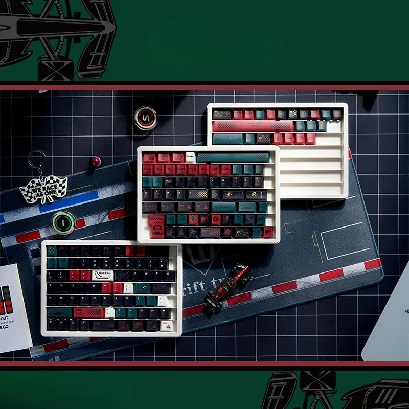 F1 Keycaps Alfa Romeo C43 Racing Championship Theme set in dynamic full view, highlighting authentic C43 colors and track-inspired racing aesthetics.