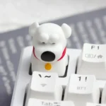 Multiple angles of the handcrafted Brian Griffin resin keycap, revealing its vibrant, meticulously sculpted detail. A playful Family Guy keycap.