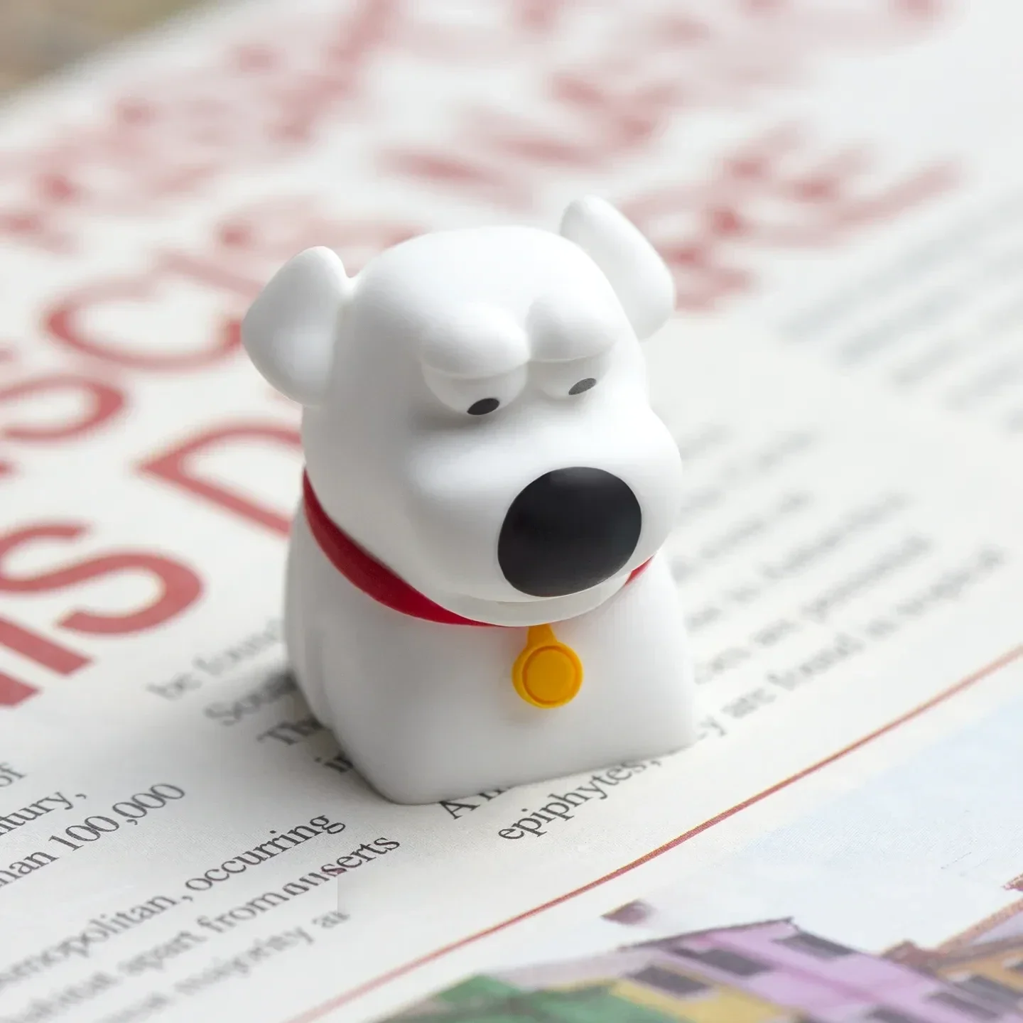 Handcrafted Brian Griffin resin keycap shown from multiple playful angles, highlighting the vibrant detail of this ultimate Family Guy collectible.