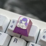 Experience the premium Fate/Stay Night: Sakura Matou Keycap, showcasing an intricate pointillism portrait on polished titanium.