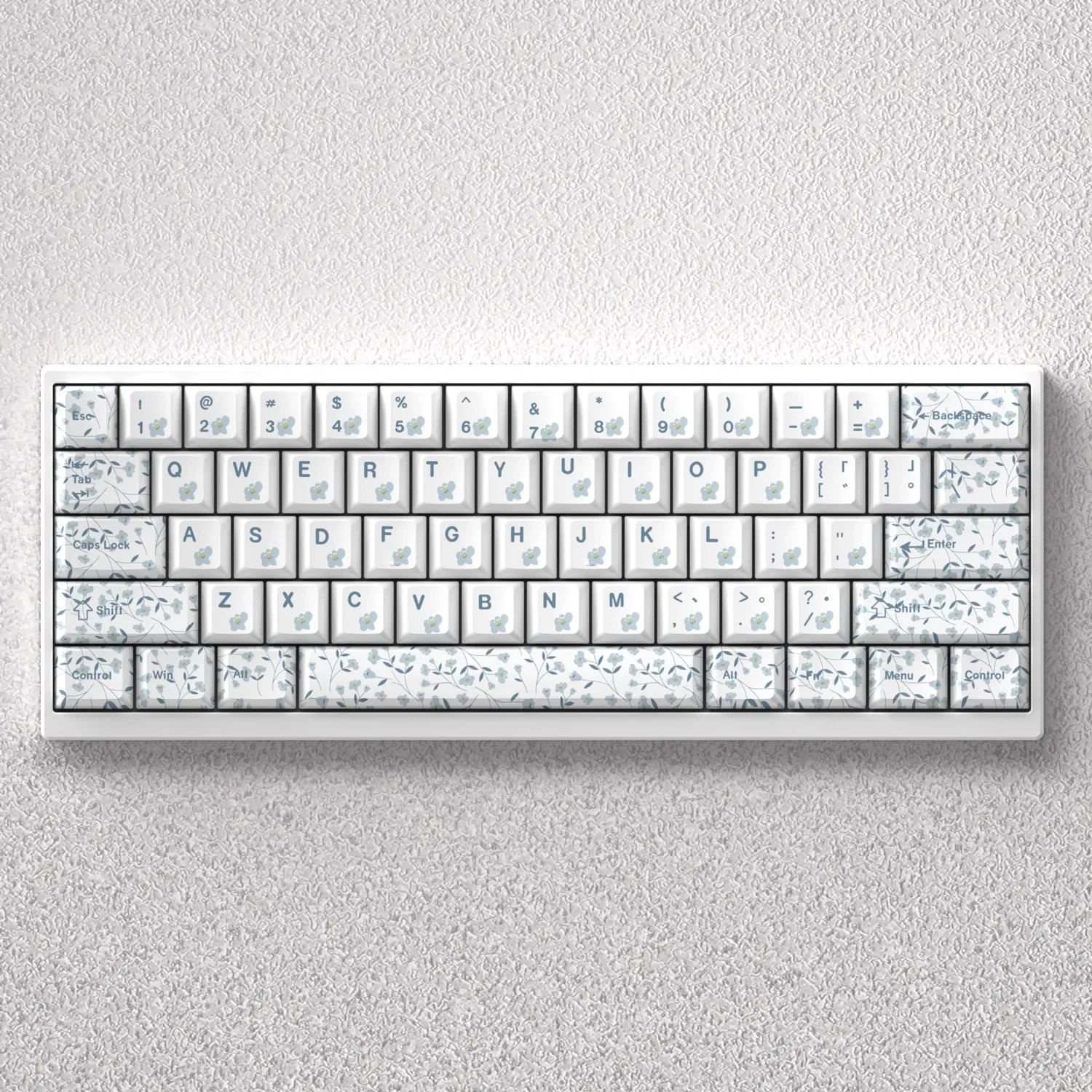 Artistic Floral Keycap Set, featuring elegant cultural motifs and a classic Cherry profile, designed for compact mechanical keyboards.