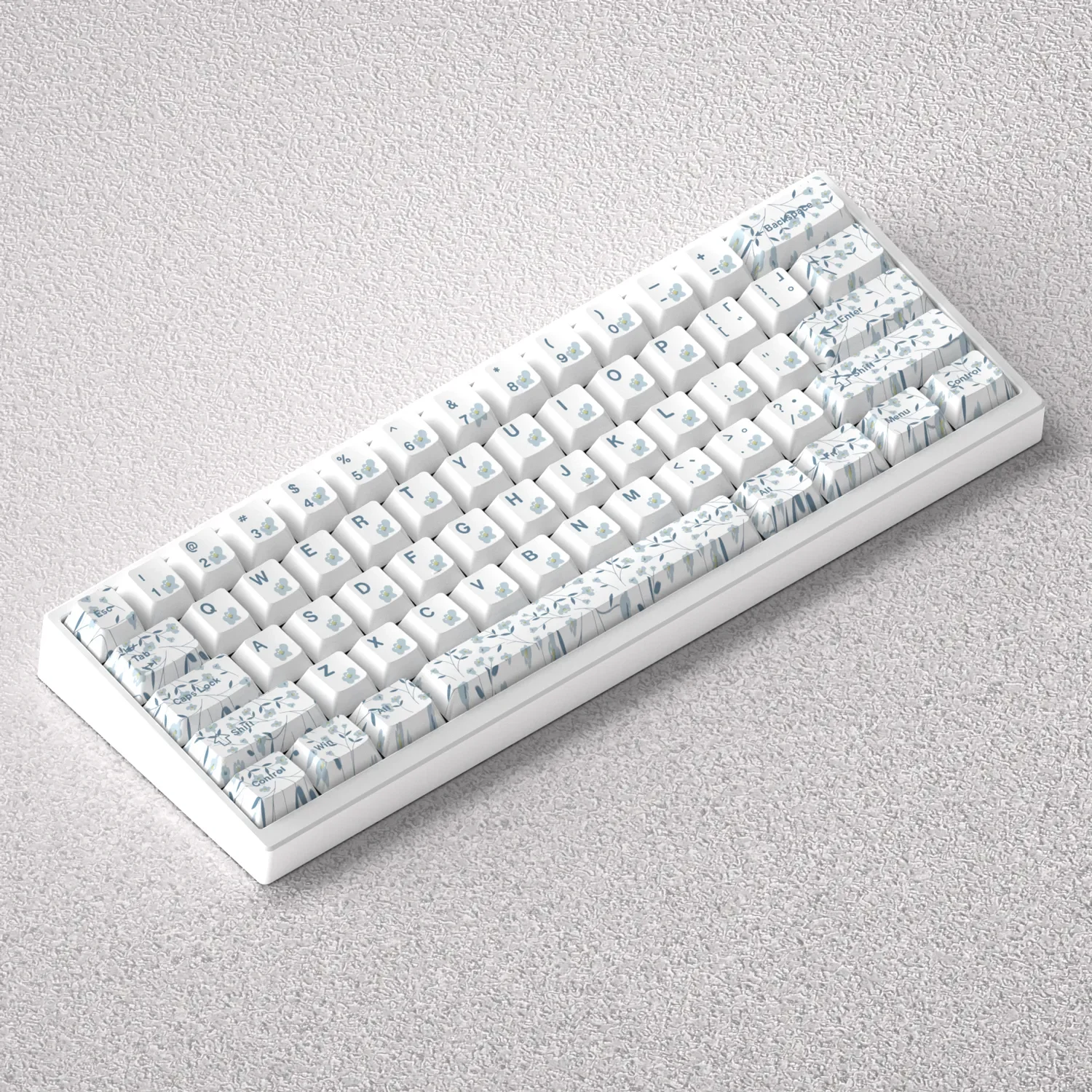 Product gallery of Floral Keycap Set, featuring elegant cultural motifs and classic printed patterns. Cherry profile for compact mechanical keyboards.