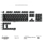 Forged carbon keycaps set with striking irregular texture, sleek opaque finish, and stealthy side-print legends. Magnetic switch compatible.