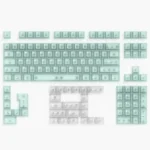Ethereal frosted emerald PC keycaps set for custom keyboards, showcasing its refreshing translucent glow and modern aesthetic.