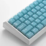 Gallery of 132 Refreshing Frosted Light Blue PC Keycaps Set, showcasing their gentle, translucent design and premium finish from PC material.