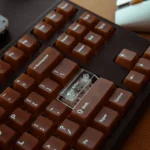 Coffee PC Keycaps set, showcasing the unique coffee translucent design and softly diffused, warm polycarbonate across the artisanal 132-key.