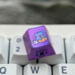 Premium titanium alloy Gengar artisan keycap featuring a stylized metallic purple Pokemon design for custom mechanical keyboards.