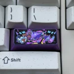 Playful and premium titanium Gengar keycap, a custom sculpted anime character for 2.25U left shift mechanical keyboards.