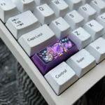 Multiple angles showcase the premium titanium Gengar keycap, highlighting its playful sculpted design and vibrant anime aesthetic for mechanical keyboard.