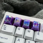 Iconic vibrant Gengar titanium artisan ESC keycap for mechanical keyboards, highlighting its intricate anime design and premium craftsmanship.