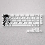 Demon Slayer Giyu Tomioka front-engraved keycap set, compatible with 60%, 65%, and 68% mechanical keyboards, offering a premium custom aesthetic.