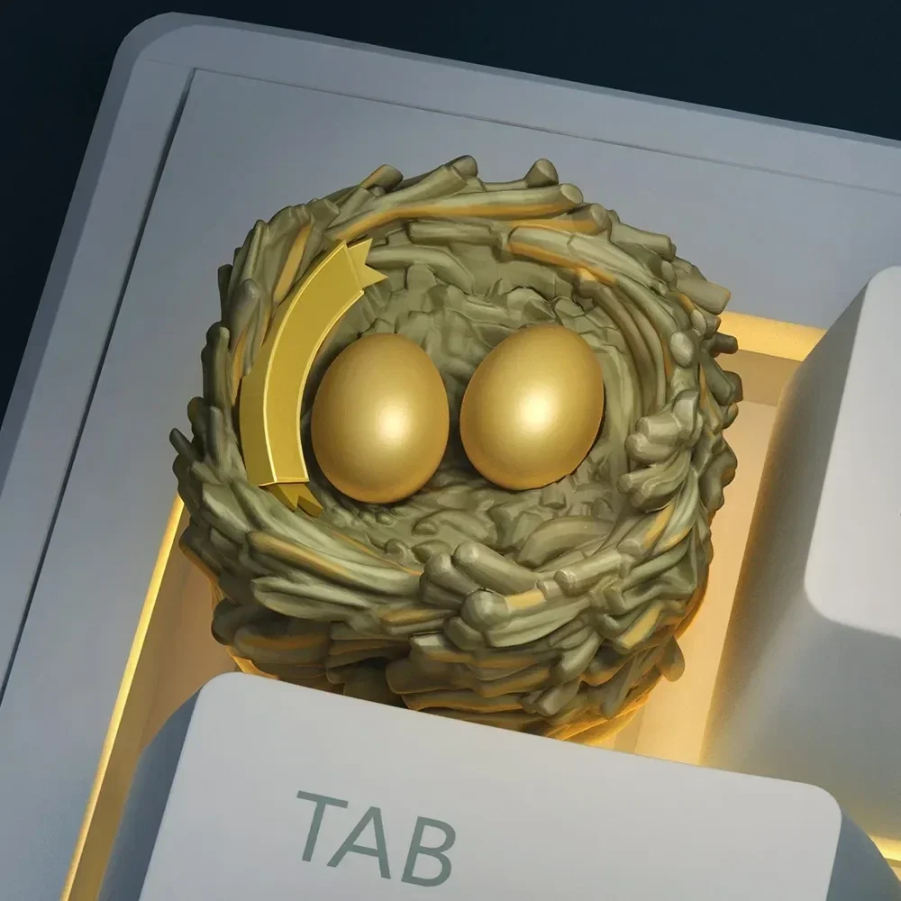A collection of images showcasing the exquisite Golden Bird Nest Keycap from various angles, highlighting its unique Delta Force Event design.