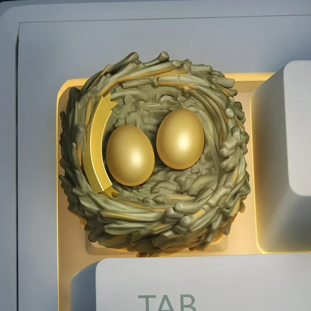 Multiple views of the exquisite Golden Bird Nest Keycap, showcasing its intricate Delta Force Event design and resin craftsmanship from various design.