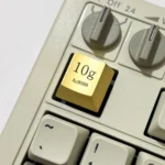 Premium Gold Keycaps gallery showcasing its premium electroplated finish and precision laser-engraved luxury accent from various angles.