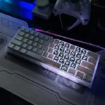 Detailed views of the Backlit Gothic Heart Supplement Keycap Set, showcasing its intricate Chrome Hearts-style design, translucent glow, and striking metallic finish.