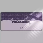 Grape Milkshake Desk Mat in various pastel purple and creamy white angles, highlighting its generous size and superior comfort for an inviting workspace.